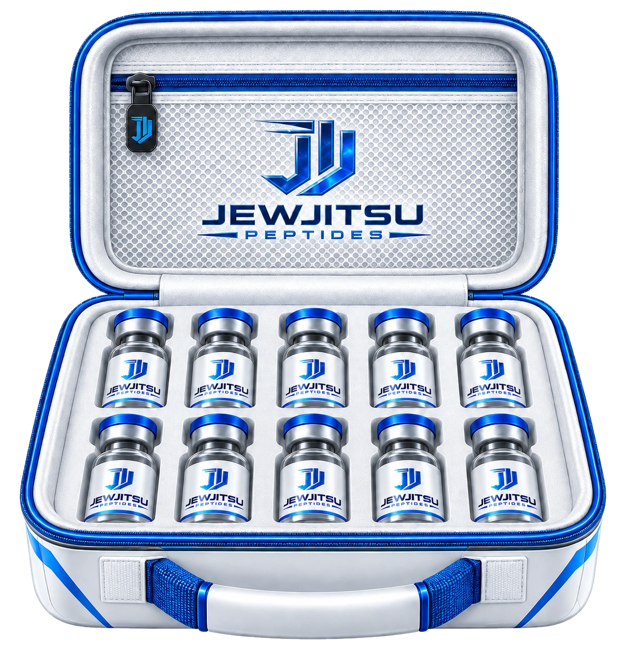 חבילת JEWJITSU PEPTIDES לבנה עם עשרה בקבוקונים